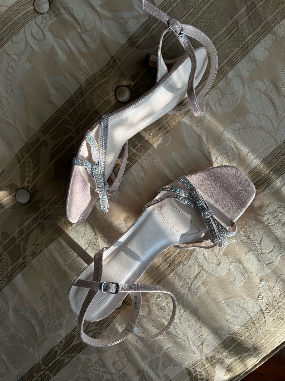 Women's Blush Pink Strappy Evening Sandals with Sparkle Detail
